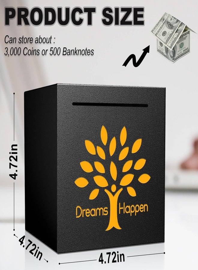 HCHANGEN Piggy Bank Must Break to Open, Stainless Steel Piggy Bank Creative Safe Bank for Real Money (Dreams Happen-Black, 4.72 inches) - Image 3
